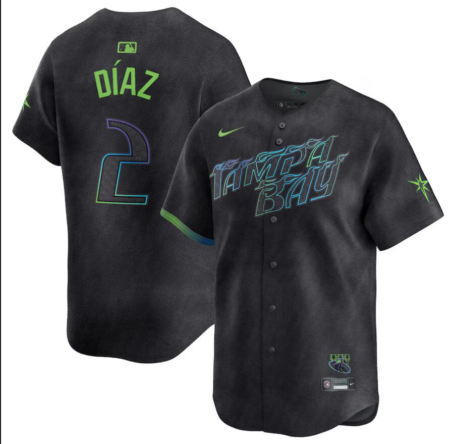 Men Tampa Bay Rays 2 Yandy Diaz Nike MLB Limited City Connect Black 2024 Jersey